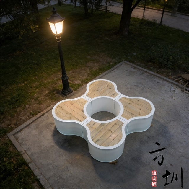 户外组合式玻璃钢防腐木树池座椅 户外组合式玻璃钢防腐木树池座椅