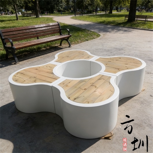 户外组合式玻璃钢防腐木树池座椅 户外组合式玻璃钢防腐木树池座椅