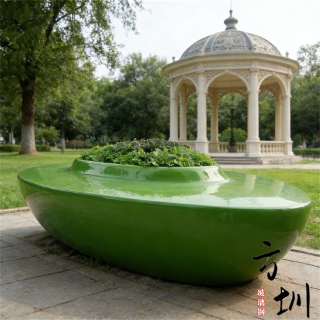 户外绿色喷漆玻璃钢花池座椅 户外绿色喷漆玻璃钢花池座椅