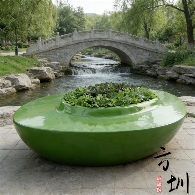 户外绿色喷漆玻璃钢花池座椅 户外绿色喷漆玻璃钢花池座椅