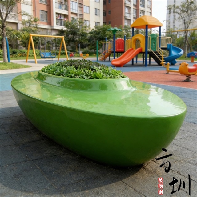 户外绿色喷漆玻璃钢花池座椅 户外绿色喷漆玻璃钢花池座椅